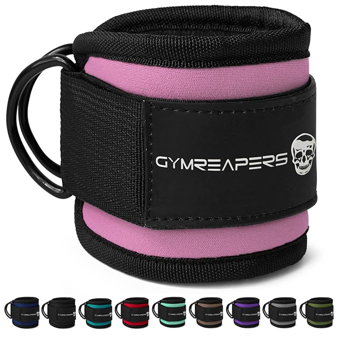 Gymreapers Ankle Strap (Single) For Cable Machine Kickbacks, Glute Workouts, Lower Body Exercises - Adjustable Leg Strap with Neoprene Padding (Pink, Single)