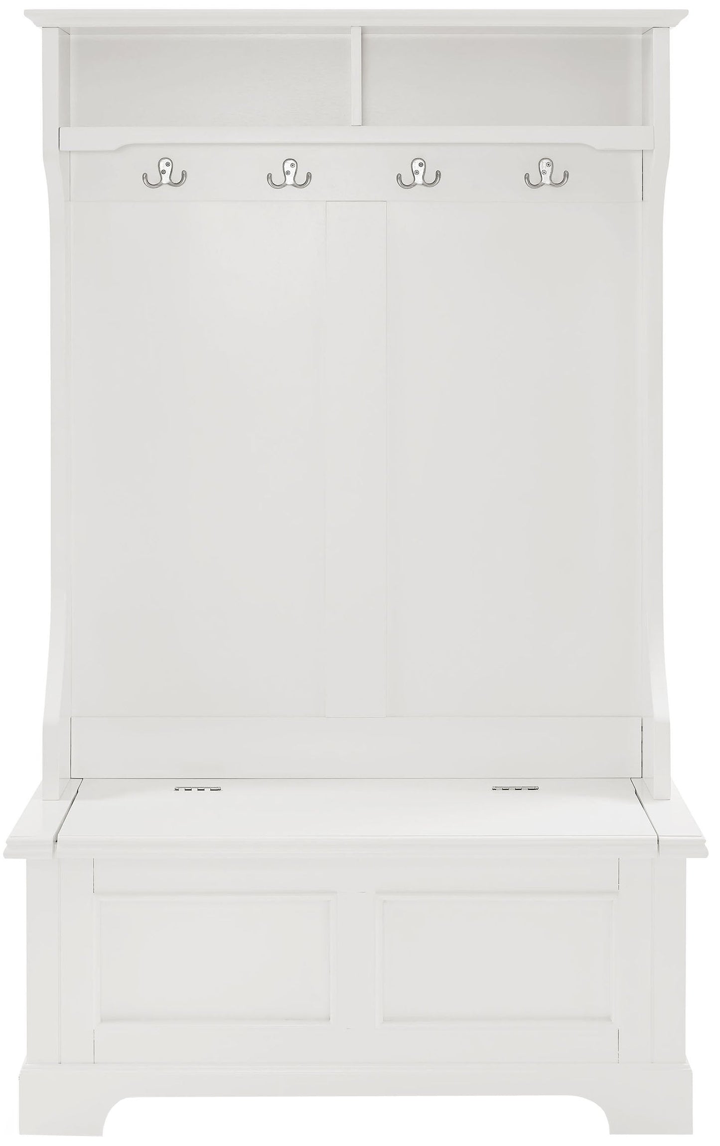 Crosley Furniture Campbell Hall Tree with Storage Bench and Coat Rack Hooks for Hanging, White