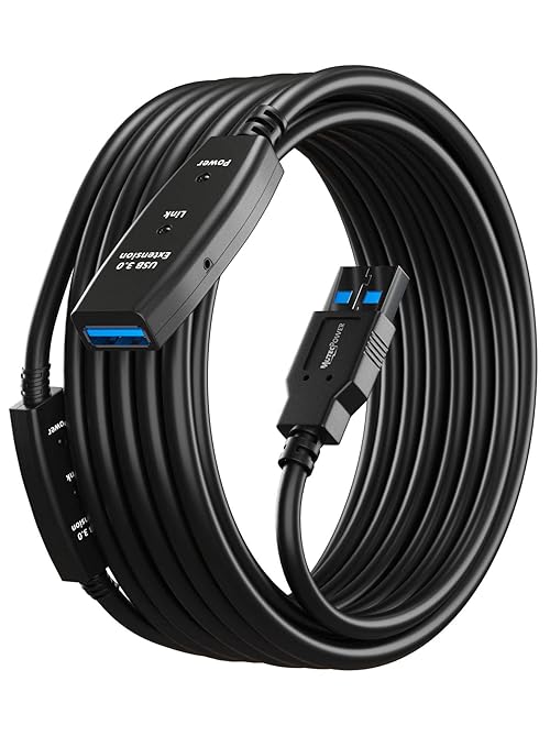 MutecPower 32 Feet Active USB Extension Cable 3.0 Male to Female with 2 Extension chipset Signal Booster - Active Extensio...