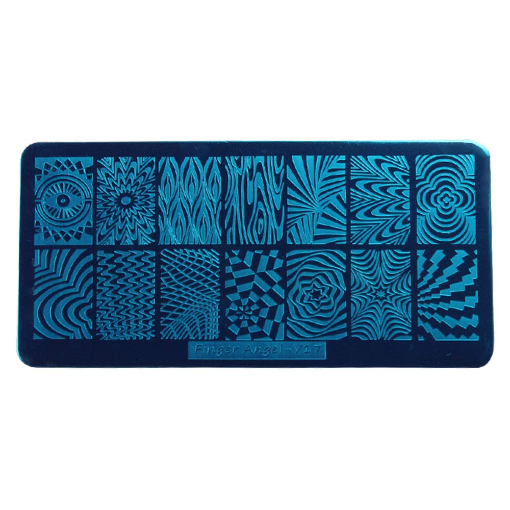 FingerAngel 8pcs Nail Stamp Plates + Nail Stamper with Scraper+ 1 Pcs storage bag Nails Art Stamping Plate Scraper Stamper Set L