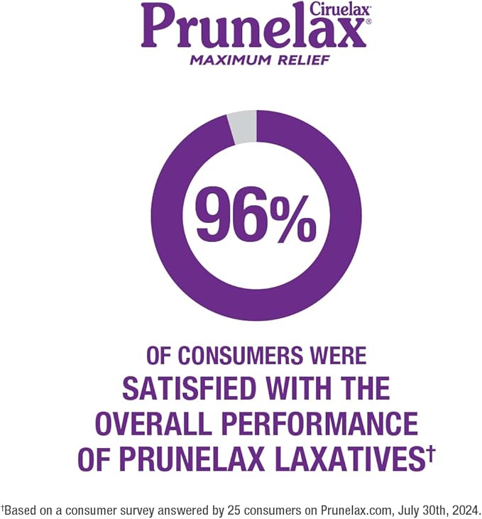 Prunelax Ciruelax Maximum Relief Laxative Tablets with Natural Senna for Occasional Constipation, Senna Extract, Vegan & Gluten-Free, Gentle Overnight Relief - 60ct