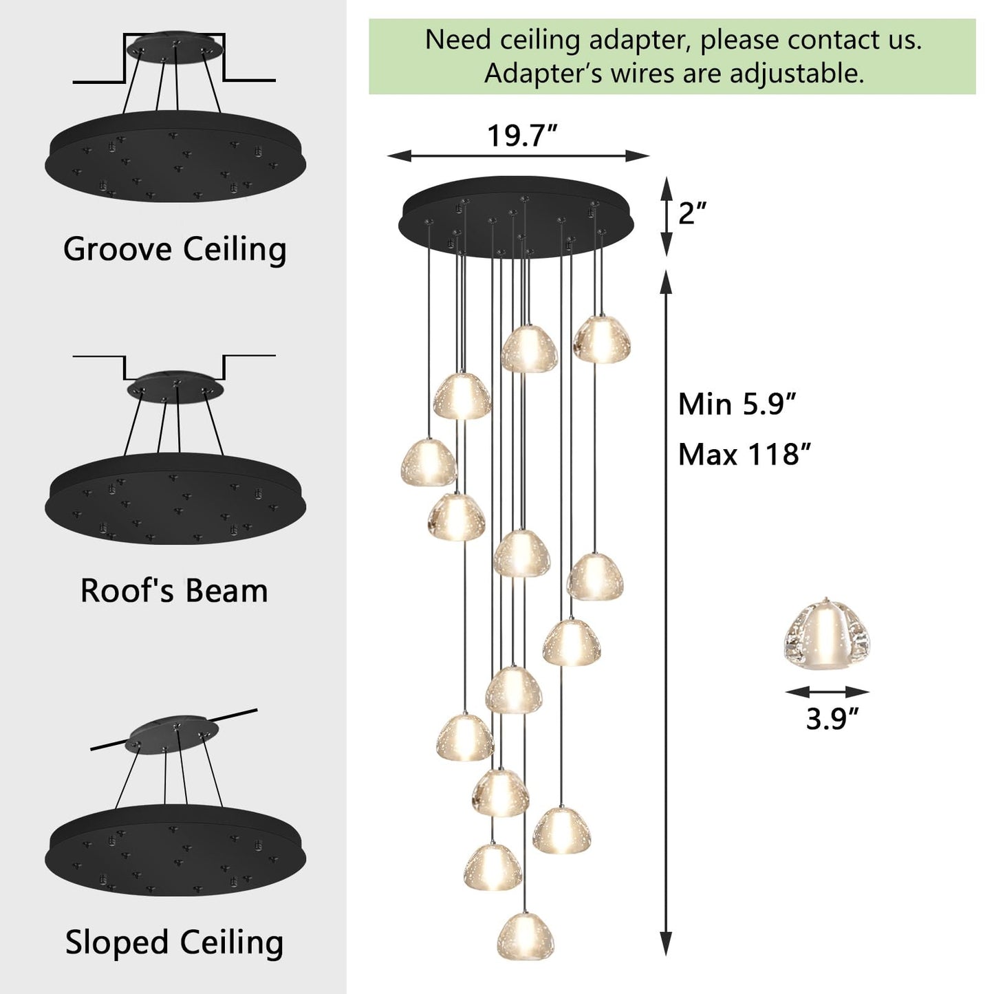 Dolria Modern Crystal Chandelier For Staircase 118 Long Black Led Lighting For Foyer Adjustable Ceiling Lighting Fixture For Living Room Hallway Entryway Staircase