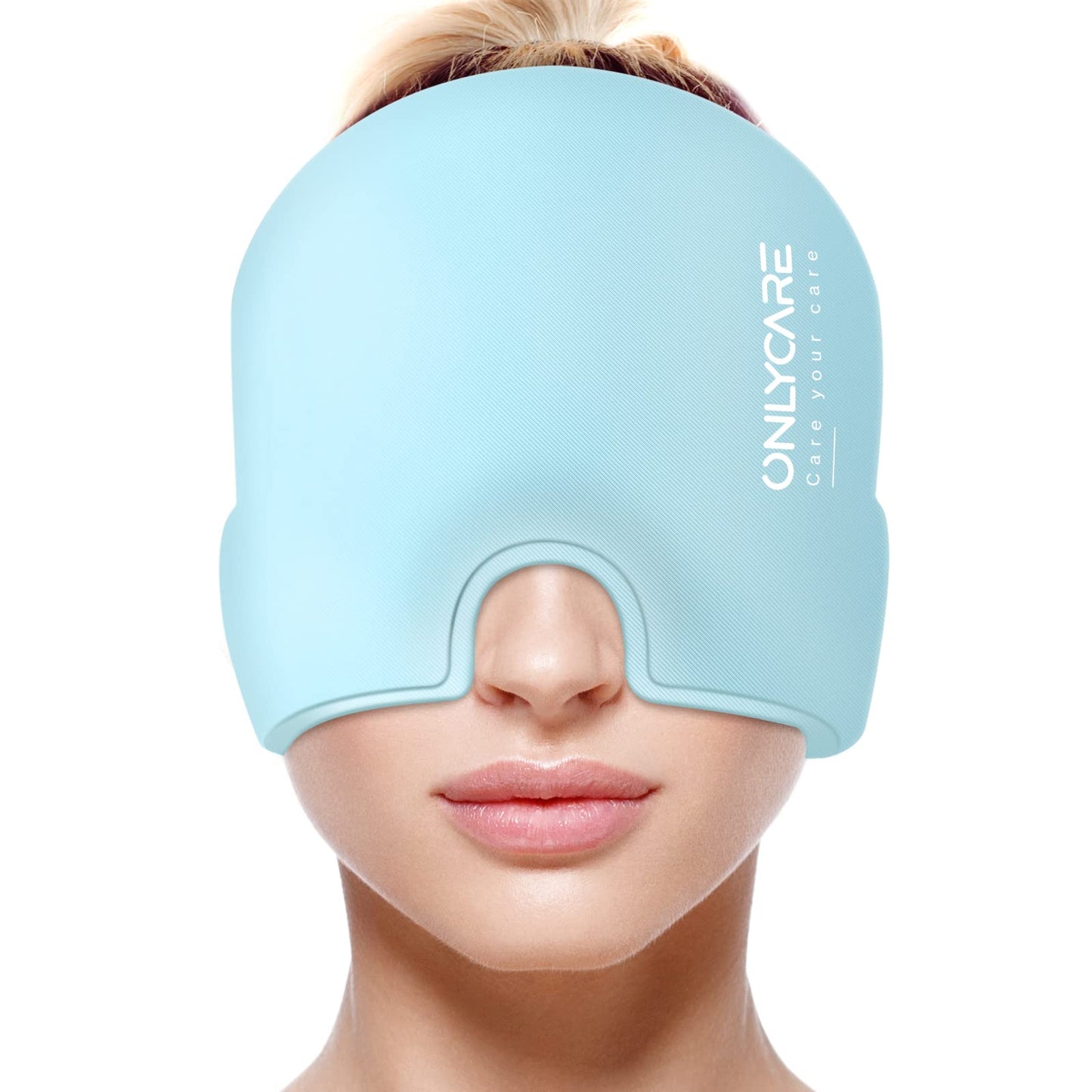 ONLYCARE Migraine Relief Cap, Upgraded Odorless Migraine Ice Head Wrap, Headache Relief Hat for Migraine, Blue