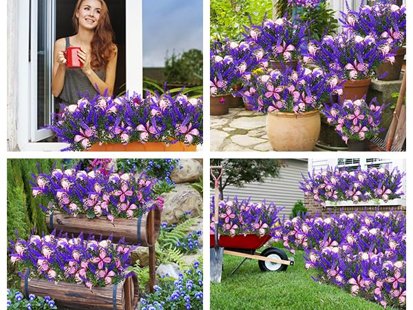 Kohlrabi Solar Garden Lights, 4 Pack, Warm White Lavender, Butterfly Decor, Model XYCNB-4