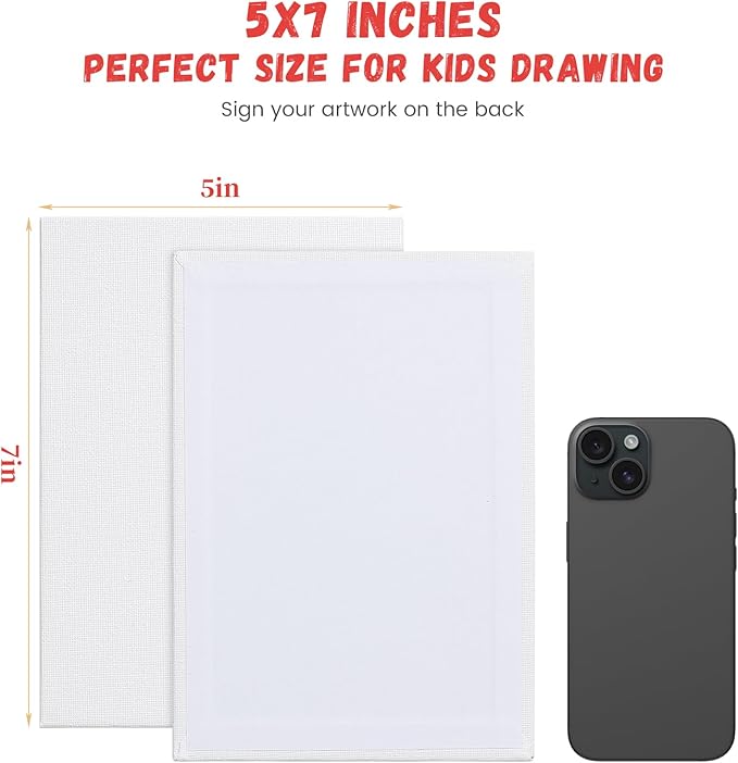 Simetufy 42 Pack 5x7 Inch Small Canvas Boards for Painting, 8oz Pre-Primed Flat Canvas Panels, Acid-Free 100% Cotton for Acrylics Oil Watercolor Paints