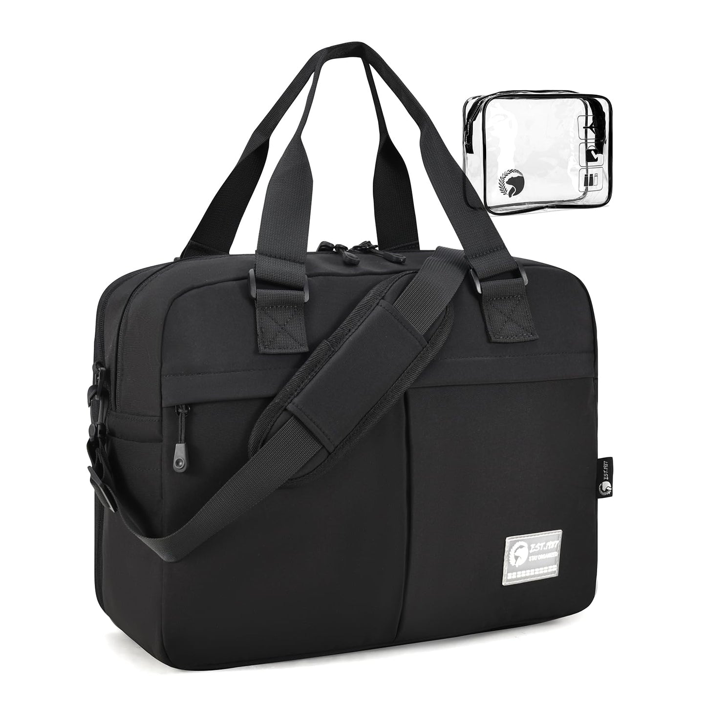 BAGZY 40x30x15cm Personal Item Bag Expandable 40x30x25cm Gym Bag Lightweight Travel Duffle Bag Mens Weekender Bags for Women with Wet Pocket for Overnight Hospital Carry on Bags for Airplanes Black