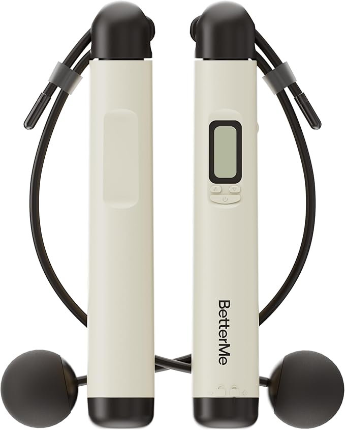 BetterMe Cordless Jump Rope with Counter - Tracks Jump Count & Workout Duration - Height Adjustable Jump Rope for Women an...