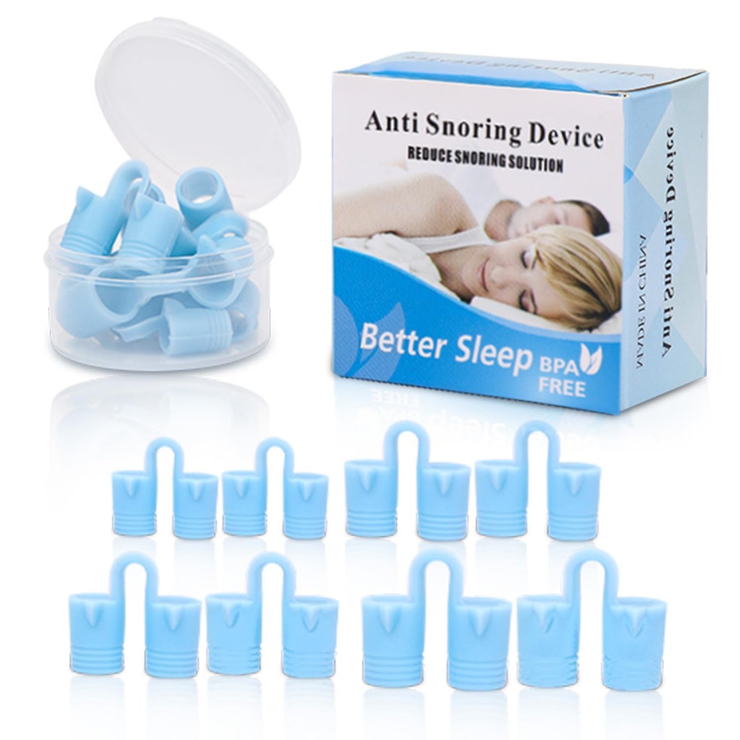 CINWAUVO Anti Snoring Nose Vent 8 Nasal Cones Nasal Dilator to Stop Snoring - Effective Snore Stopper Anti Snoring Devices Easy to Use Snoring Solution Blue