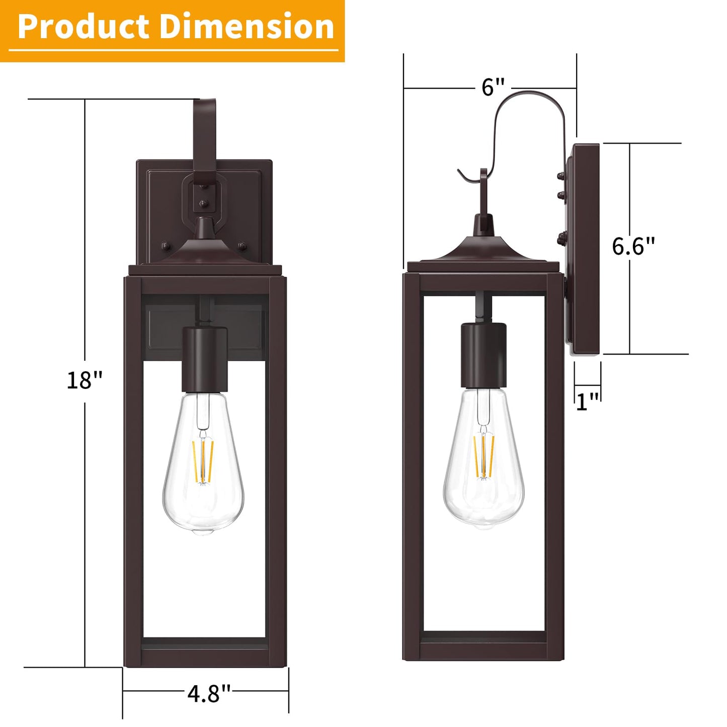 18 Large Outdoor Wall Lights 2 Packs  Modern Brown Exterior Lighting Fixtures  Waterproof Outdoor Sconces Porch Light For House Wall Mount  Farmhouse Wall Lanterns For Front Door  Garage