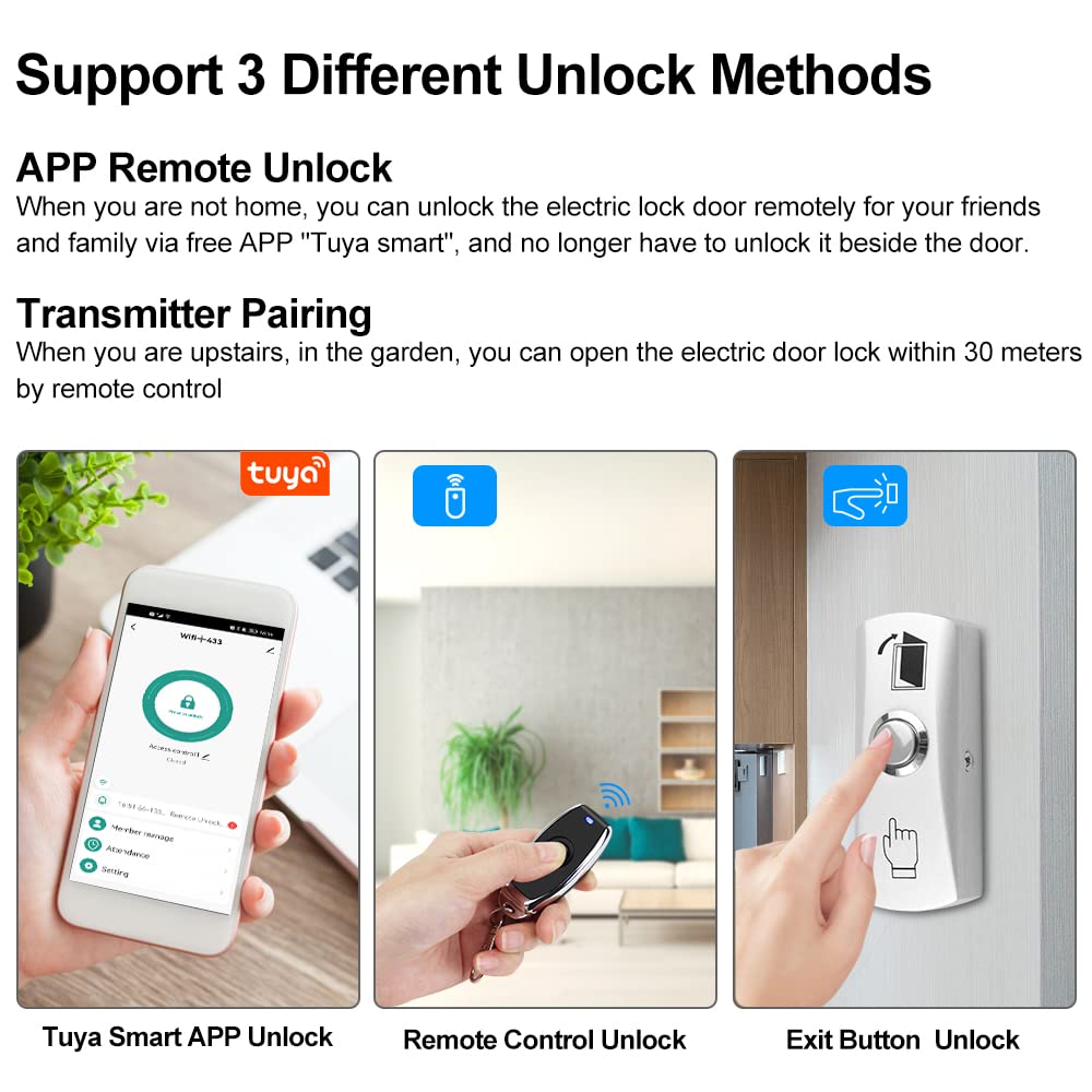 jasugKEY Premium Smart APP Unlocking Access Control System Kit, Simplified Wiring Door Lock Set, with Remote Controllers / 617lbs Magnetic Lock/DC 12V Power Adapter, Lock Delay Time Adjustable