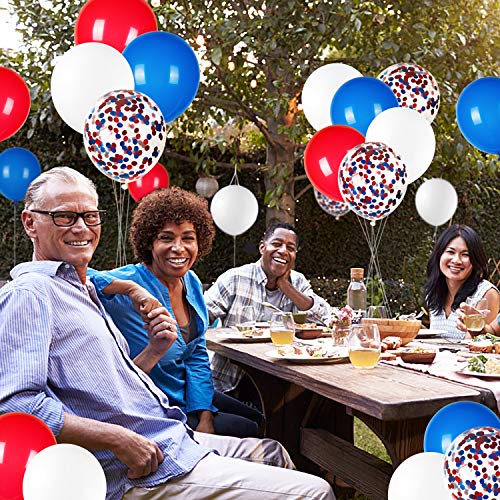 JOYYPOP 80Pcs Red White and Blue Latex Balloons with Confetti Balloons for 4th of July Decorations Independence Day Patrio...