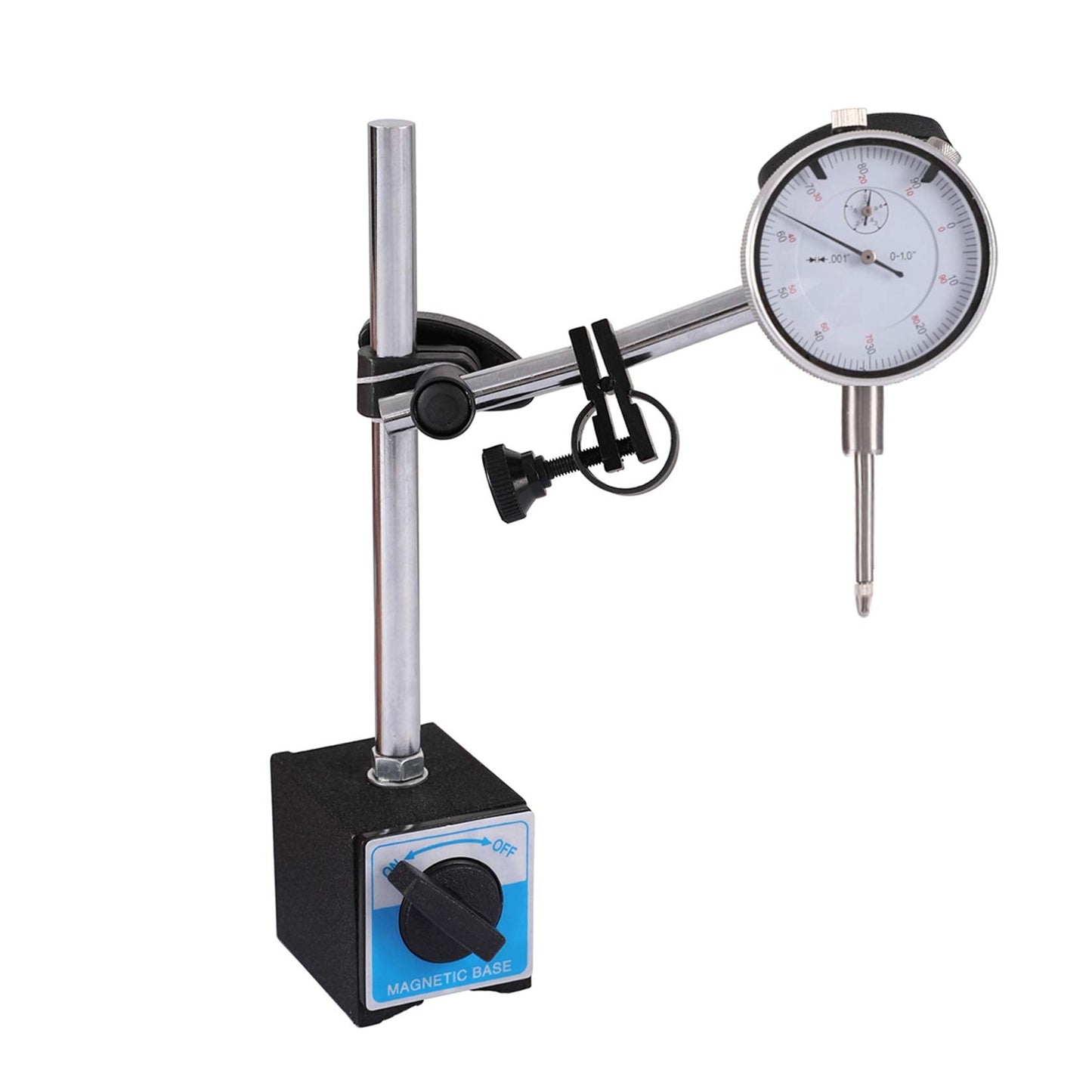 Qnkaa Dial Indicator with Magnetic Base Holder Fine Adjustable Long Arm 0-1" Magnetic Dial Indicator Professional Dial Gauge 0.001"