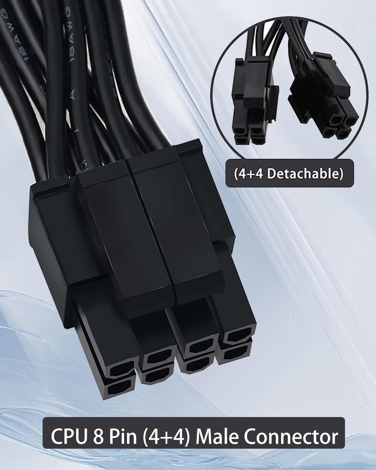 Comeap Cpu Cable For Corsair Psus, Cpu 8 Pin Male To Cpu 8 Pin (4+4 Detachable) Male Eps-12V Motherboard Power Adapter For Therm