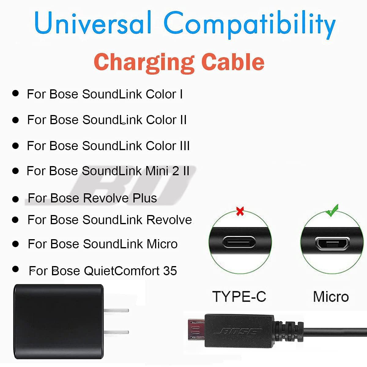 Replacement Charger Cable For Bose Soundlink Color I, Ii, Iii, Soundlink Mini 2 Ii/Revolve Plus, Compatible For Bose Soundlink R