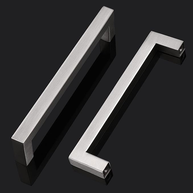 Probrico Stainless Steel Modern Kitchen Cupboard Handles 5 Inch Holes Centers Cabinet Drawer Pulls Brushed Nickel 5.5 Inch Total Length 10 Pack