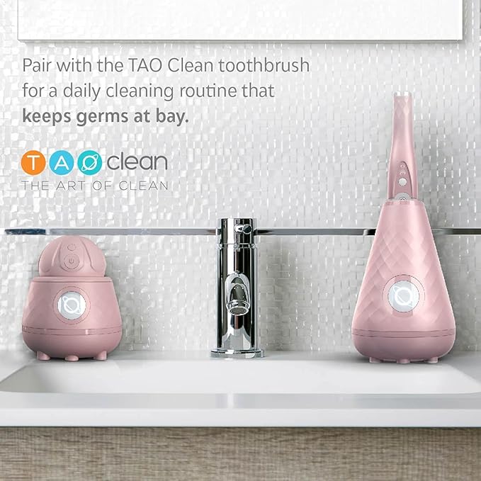 TAO Clean Ona Diamond Orbital Facial Brush and Cleansing Station, Electric Face Cleansing Brush with Ergonomic Handle, Dual Speed Settings, Mauve