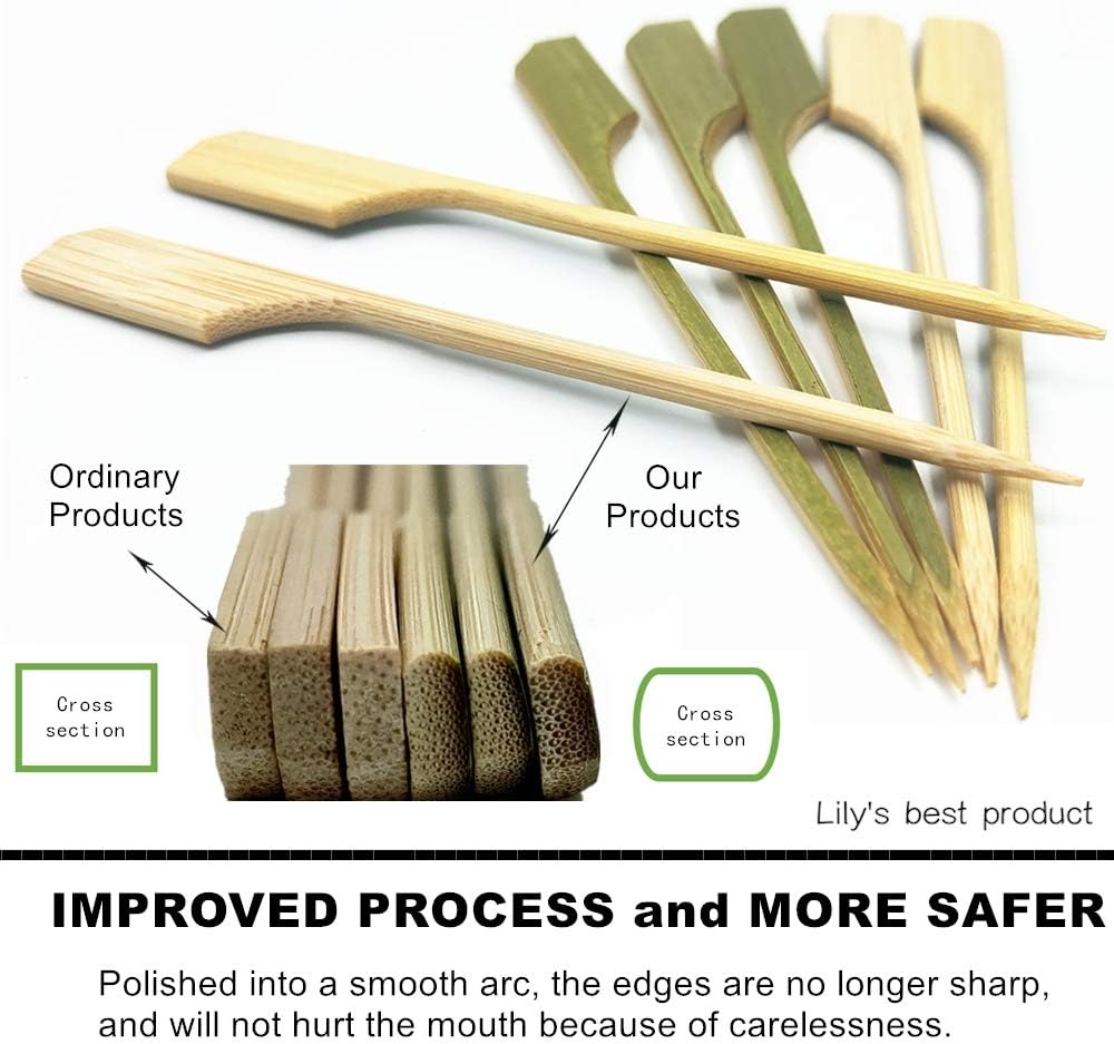HOPELF 7 inch Bamboo Paddle Picks Skewers for Cocktail，Fruit Kabobs，BBQ，Kitchen，Grilling，Barbeque Snacks.Wood pick More Size Choices 3.5''/ 4.7''/ 7''/ 10'' (Pack of 100)