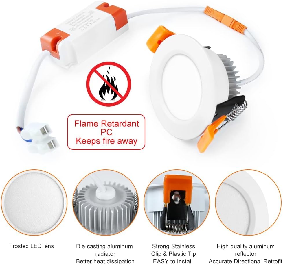 Inshareplus 6 Pack 2 Inch Led Recessed Lighting  Downlight Dimmable 3W (35W Equivalent)  5000K Daylight White  Cri80  Recessed Light Fixtures With Led Driver