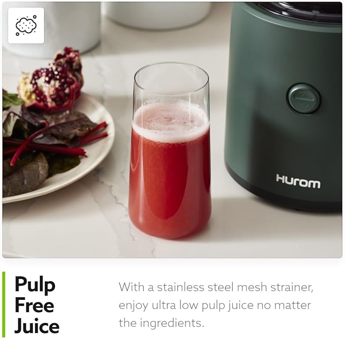 Hurom H320 Slow Juicer | Ultra Low Pulp | Hands-Free | Hopper Fits Whole Produce | Quiet Motor | BPA Free | Easy Assembly | Cold Press Masticating Juicer (Black Slow Juicer)