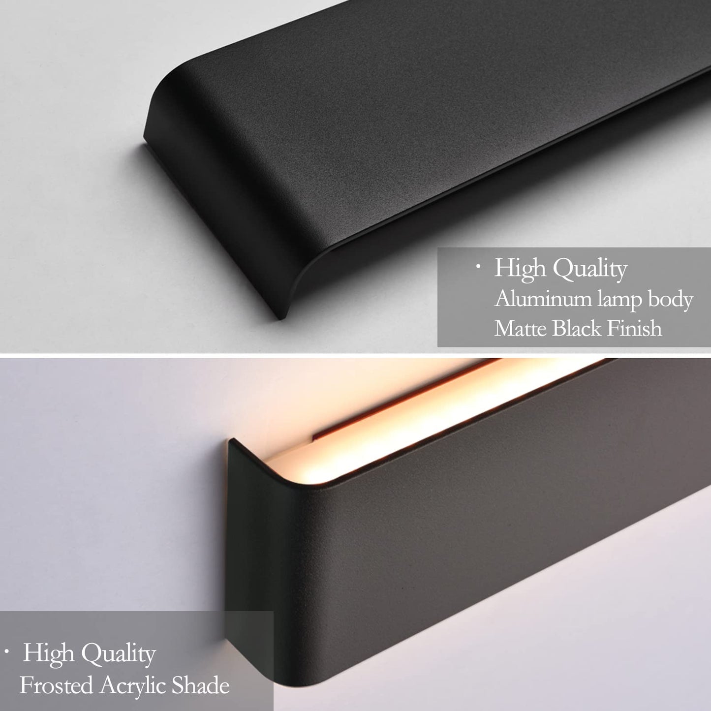 Ralbay Modern Black Vanity Light Fixture LED Bathroom Wall Light 39.3 Inch Warm White 3000K Aluminum Model 086291023331