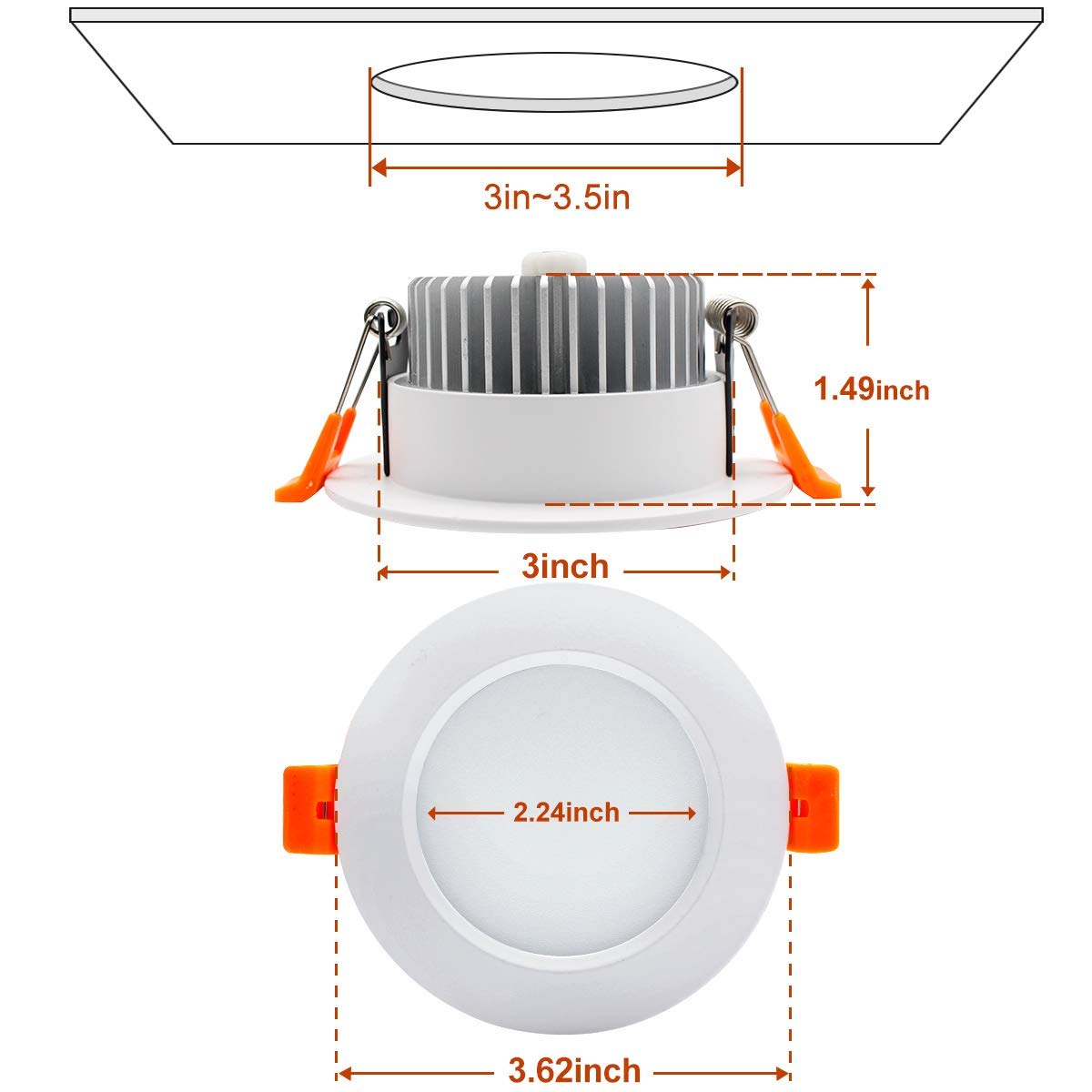 Ygs-Tech 3.5 Inch Led Recessed Lighting  Dimmable Downlight 7W(55W Halogen Equivalent)  Cri80  3000K Warm White  Ceiling Light With Led Driver(10 Pack)