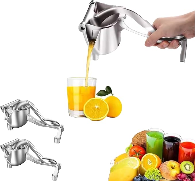2-Pack Heavy Duty Manual Juicer, Aluminum Alloy Hand Juicer Squeezer with Ergonomically Designed Handle, 0.6L Capacity for Lemon, Orange, Grapefruit - Easy to Clean