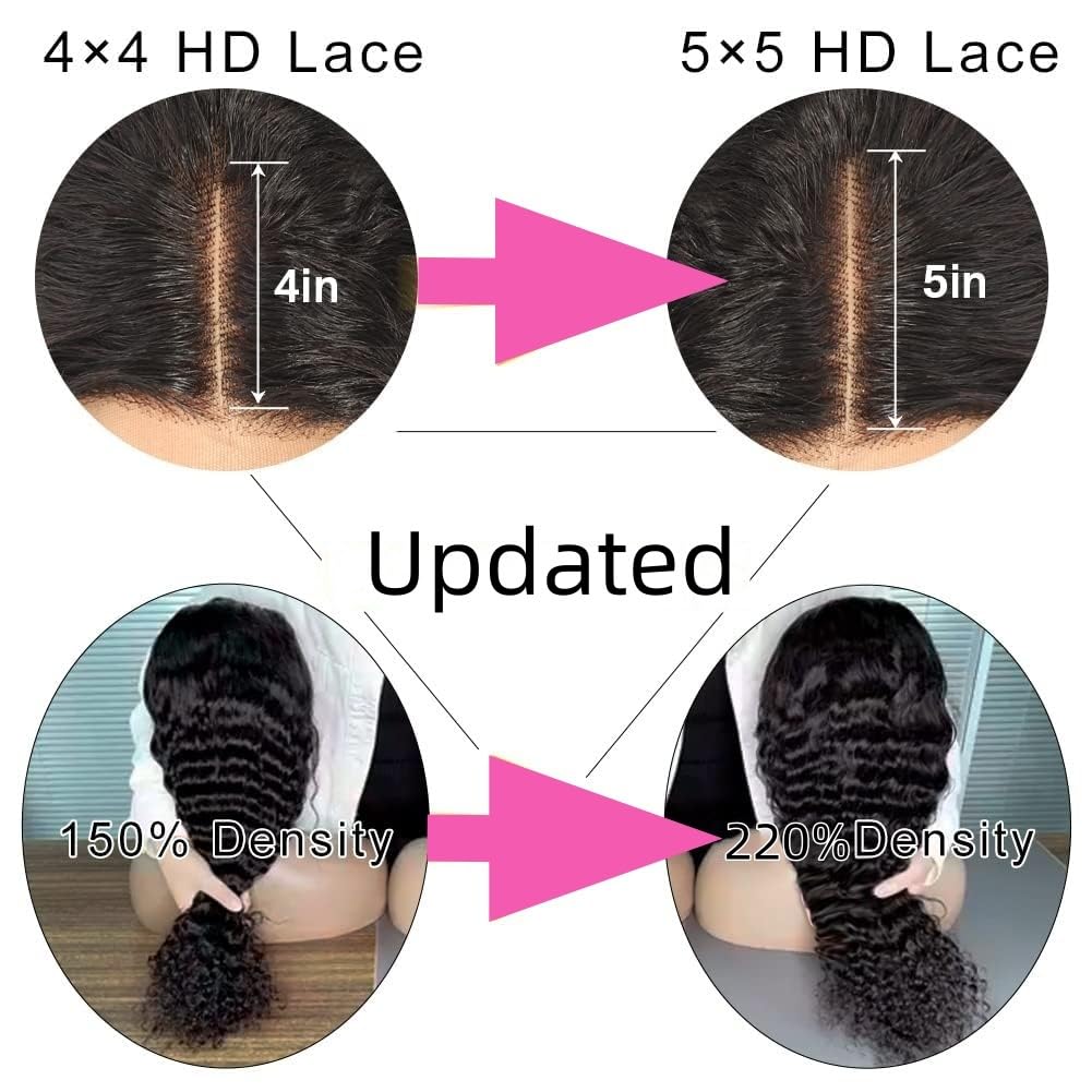 snv 5x5 SKINLIKE HD Lace Closure Wigs 220 Density Bleached Tiny Knots Vivid Pre Plucked Hairline Glueless Wigs Human Hair Ready