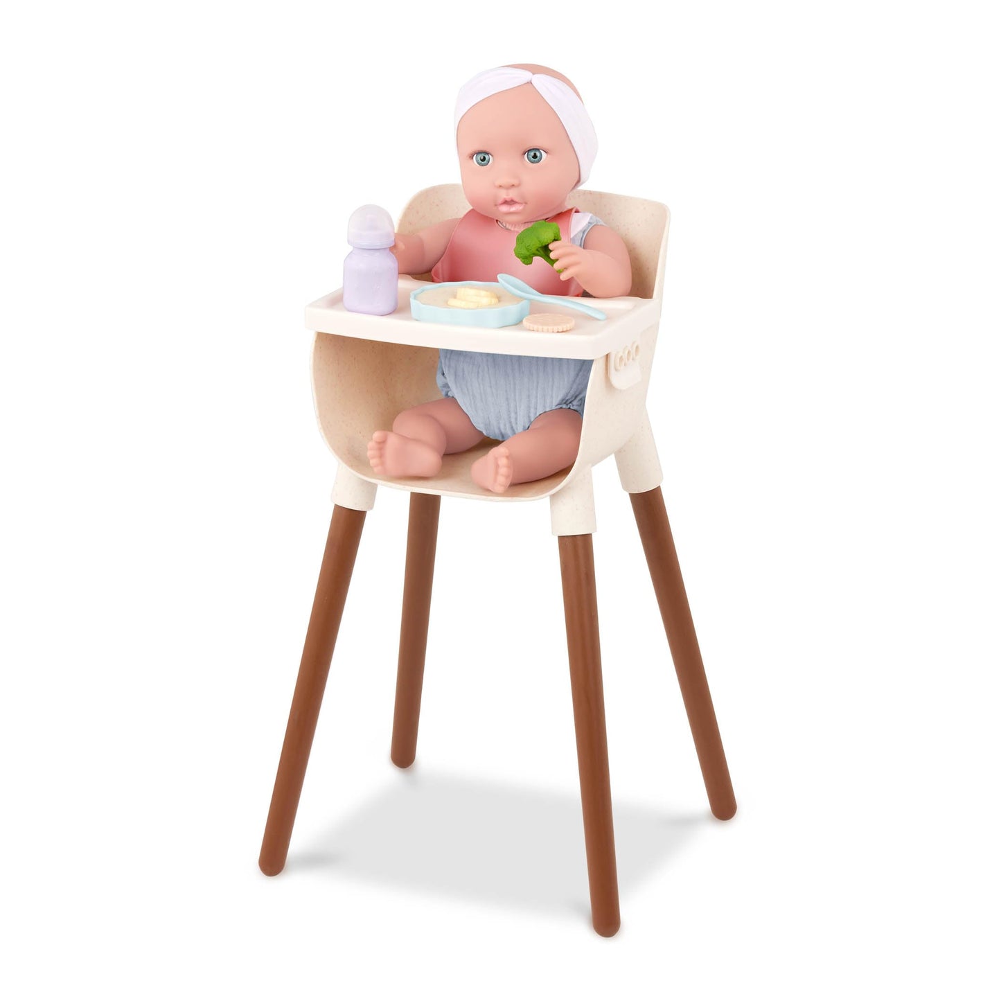 LullaBaby – Pretend Food Set – 10 Pieces Meal Time Accessories – Bib, Spoon & Cloud Food Container – 14-Inch Baby Doll Accessories – Pretend Play 2+ Years– Baby Doll Feeding Set