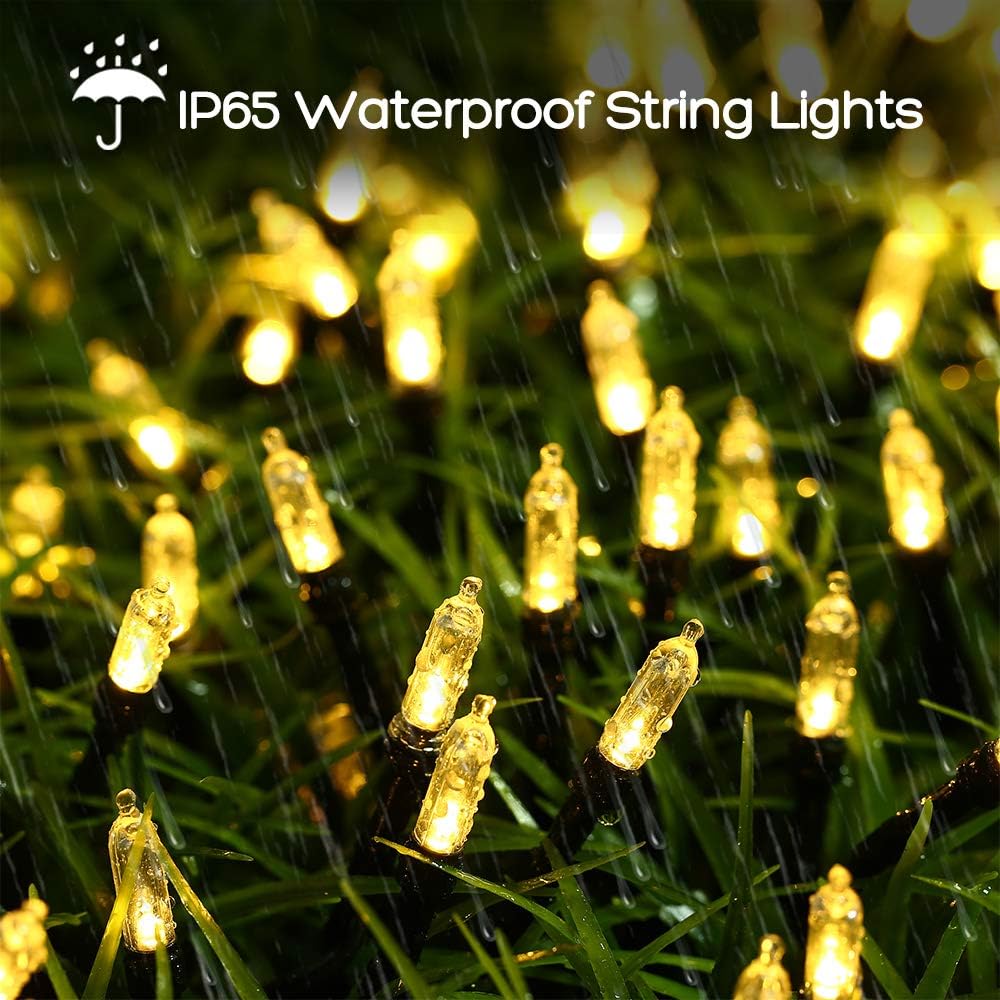 Lyhope Battery Christmas Lights  2Pack Total 66Ft 200 Led Christmas Lights Waterproof 8 Modes Battery Operated String Light For Outdoor & Indoor  Xmas Tree  Wreaths  Holiday Decoration (Warm White)