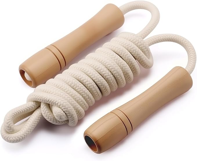 Homello Jump Rope for Kids - Wooden Handle - Adjustable Cotton Braided Fitness Skipping Rope for Toddler Fitness Workout E...