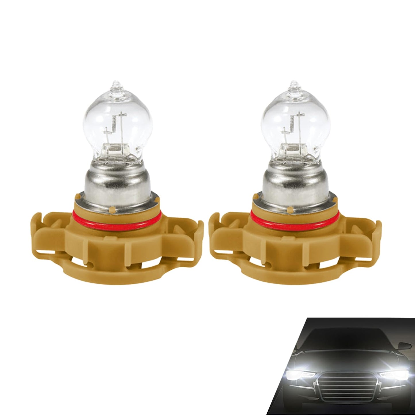 Yytqp 2 Pcs Psx24W Car Fog Light Bulb  12V Daytime Running Lamps  Turn Signal Bulb  Brake Light  Reversing Light Bulb  Automotive Clear Glass Bulbs Lighting Accessory  Universal For Most Cars (White)