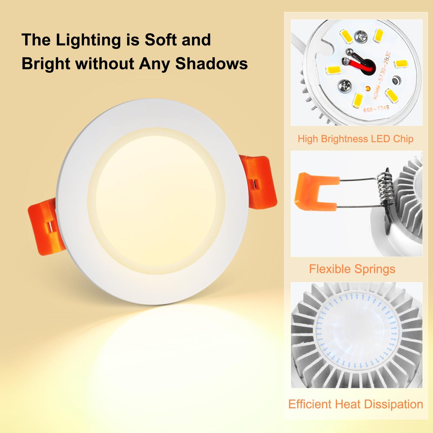 Ygs-Tech 3.5 Inch Led Recessed Lighting  Dimmable Downlight 7W(55W Halogen Equivalent)  Cri80  3000K Warm White  Ceiling Light With Led Driver(10 Pack)
