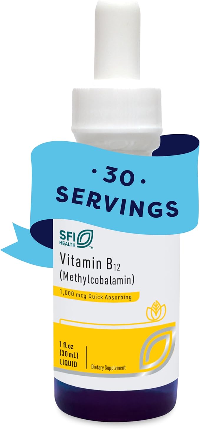 Klaire Labs Vitamin B12 Liquid Drops 1mg - Methyl B12 Drops, 1000mcg Active Methylcobalamin - Liquid Delivery for Efficient Absorption - Hypoallergenic (30ml / 1 fl oz)