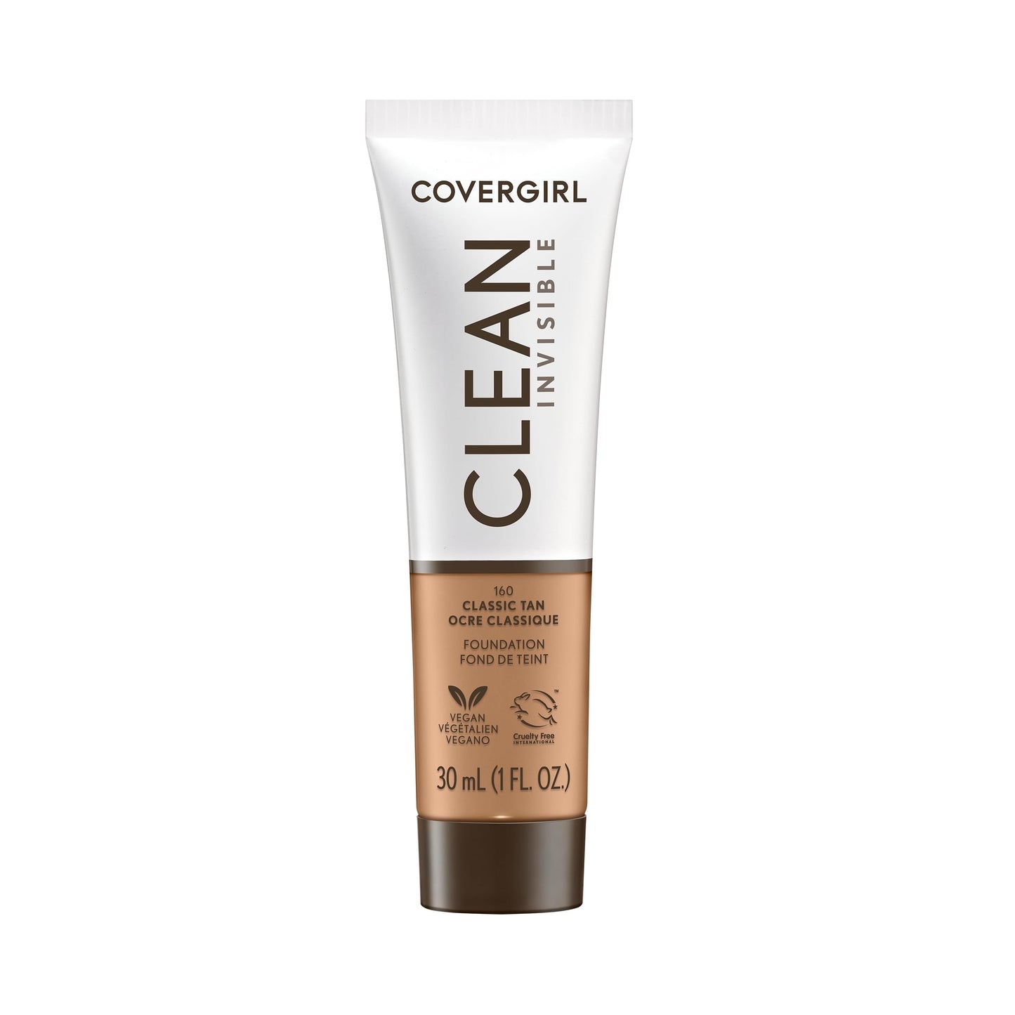 COVERGIRL Clean Invisible Foundation Makeup, Dewy & Glowy Natural Finish, Buildable Coverage, Skin-Like Smooth Look, Vegan, Clas