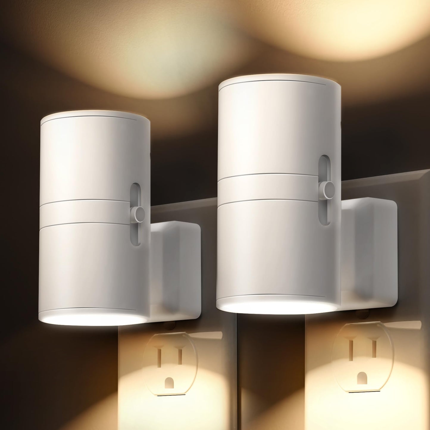 L Lohas Led Night Light, Soft White 3000K, Dimmable, Light Sensor, 2 Pack, Model Gy-063-02-Wh-Us-2, Plug-In For