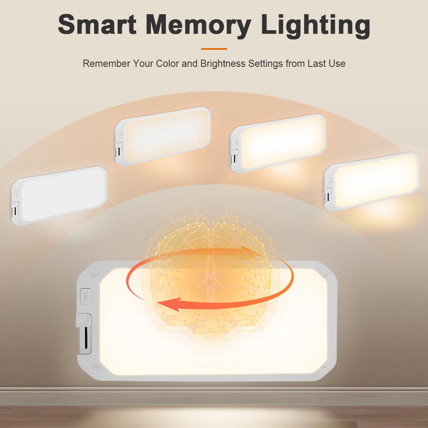 SKYJDM RV LED Interior Lights 1200LM, Dimmable 3000-6500K, 8 Pack, Remote Control, White, Model AC506-RO