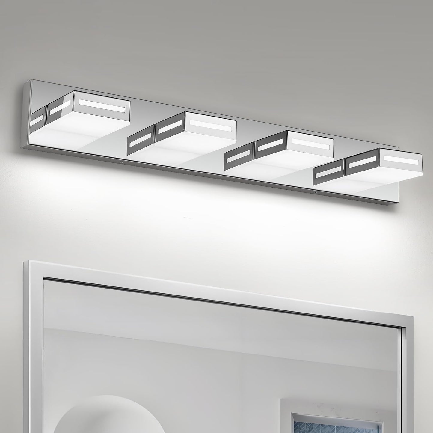 Donrao 30-Inch 4-Light Led Modern Chrome Bathroom Vanity Light Fixtures Over Mirror  Bathroom Lighting Fixtures With Cool White 6000K  Rotatable Vanity Wall Lights For Bath Restroom Powder Room