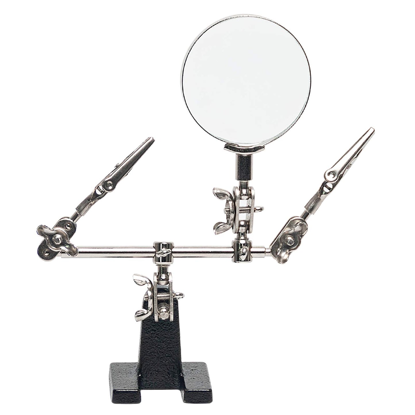 AORAEM Helping Hands Magnifier with Dual Adjustable Alligator Clips in 2.5X Magnifying Glass Soldering Station for Crafting, Hobby, Micro Objects (Not Include Battery)