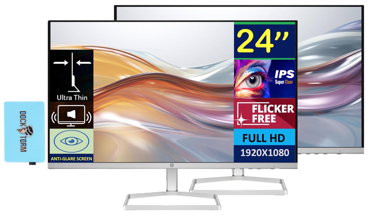 Hp Series 5 524Sa Monitor With Speakers (Replaces M24Fwa) 24 100Hz Ips Fhd 99% Srgb 300 Nits Display, Adjustable Tilt, Flicker-F