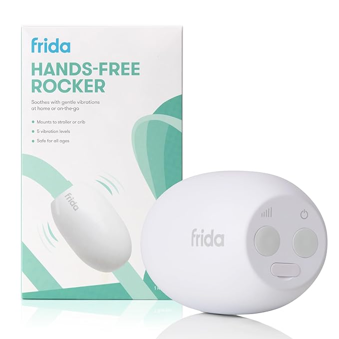 Frida Baby Hands-Free Stroller Rocker Device with 5 Vibration Levels, Universal Stroller Accessories, Rechargeable Portable Rocker for Cribs & Strollers, Water-Resistant Baby Soother