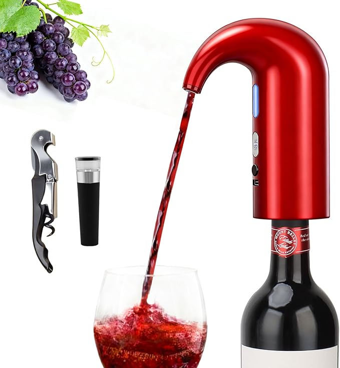 Electric Wine Aerator Dispenser Set – Automatic Wine Decanter & Pourer with LED Display, 200ml Smart Pour Control, Rechargeable Wine Pump & Stopper, Perfect Christmas Gifts for Wine Lovers