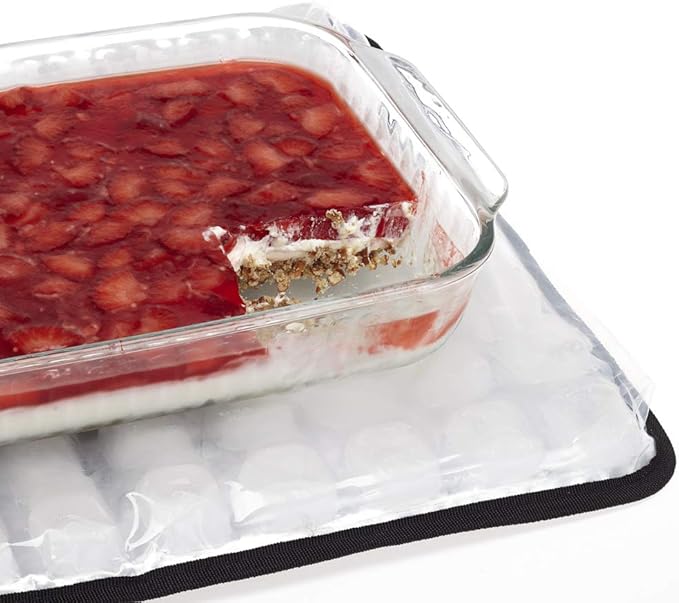 FlexiFreeze Party Mat Chiller - Food Cooling Buffet Cooler for Cold Serving Red/Blue with Extra Ice Sheets (19" x 15")