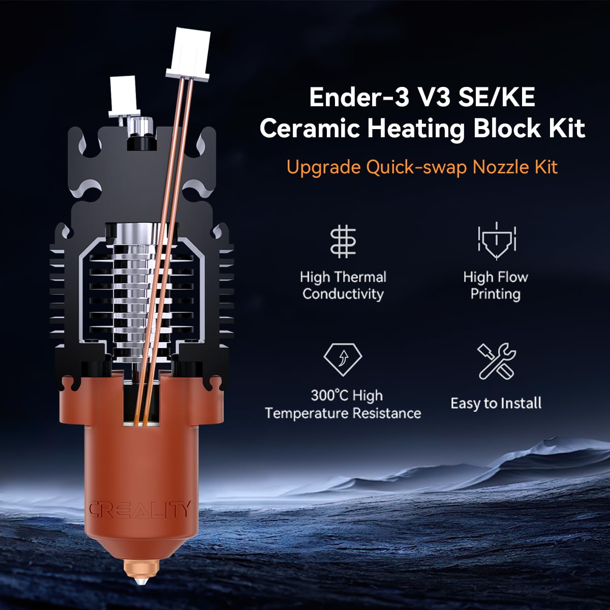 Creality Official Ender 3 V3 SE KE Hotend Upgrades Kit, 3D Printers Ceramic Heating Block with Quick-Swap Nozzle, Supports 300°C High Temperature, 600mm/s High-Speed for Ender 3 V3 SE/Ender 3 V3 KE