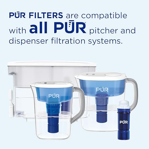 PUR PLUS 30-Cup Water Filter Dispenser with 1 Lead-Reducing PUR PLUS Filter, Dishwasher Safe, Powerful Filtration, Large Capacity with Slim, Space-Saving Design, White (DS1811Z)