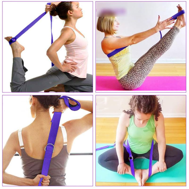 POPETPOP Yoga Stretch Belt 72 Inch Elastic Strap with Sturdy Buckle for Flexibility and Muscle Stretching in Yoga and Fitness
