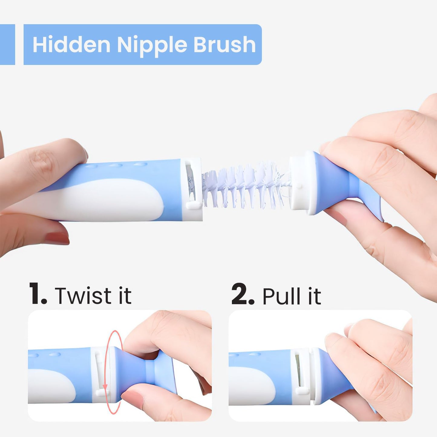 Ariseno Baby Bottle Brush Set - Nylon & Silicone Bottle & Nipple Brush, BPA-Free (Yellow)