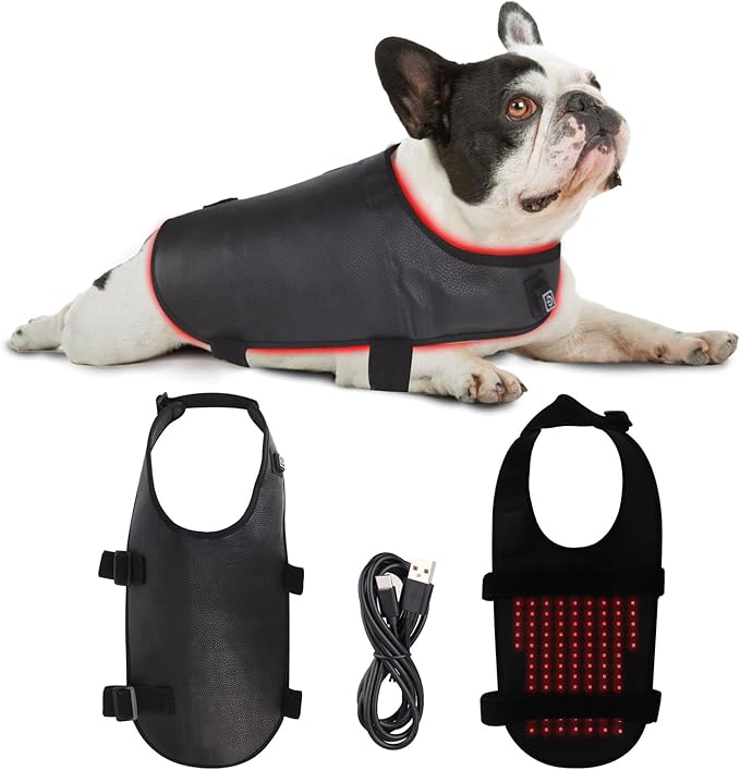Red Light Ther/apy Back Belt for Dogs and Cats, Wireless Wearable Design with 3 Light Modes and 15-Min Auto Shutoff for Pe...