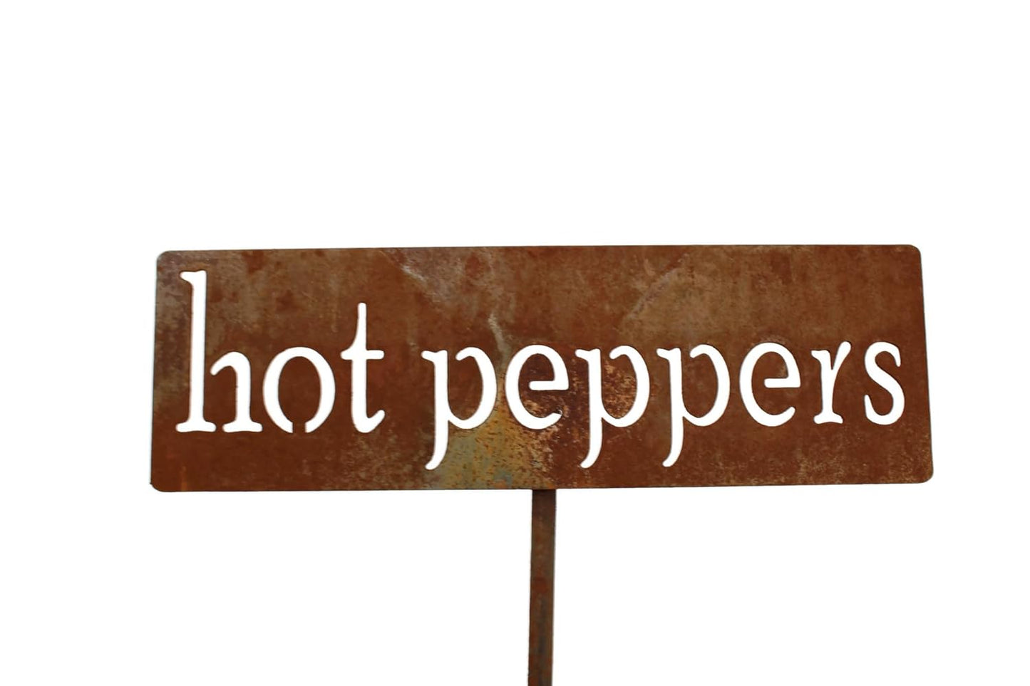 Classic Metal Garden Markers 19 Inches Tall (hot peppers, Naturally Rusted)