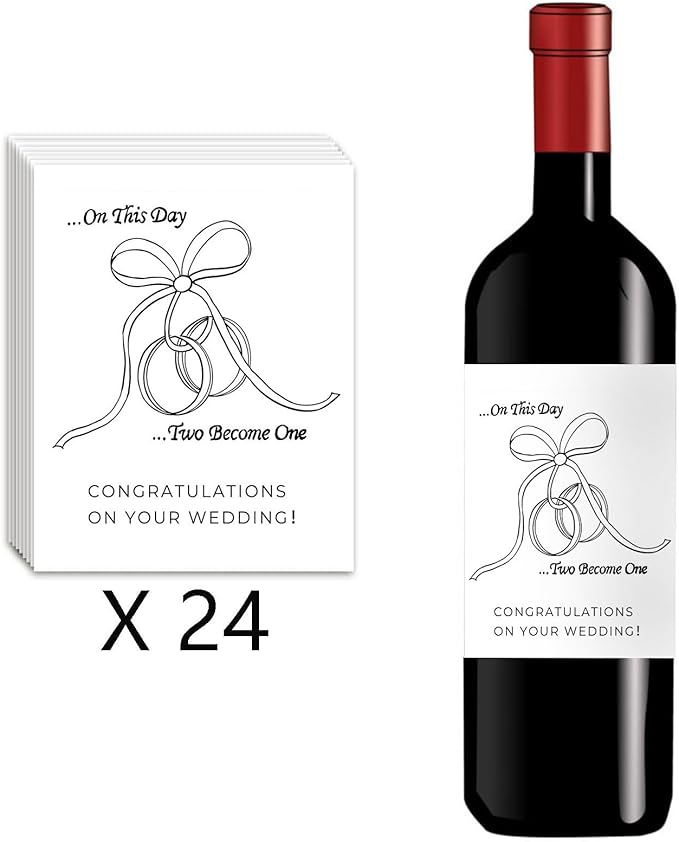 24Pcs Wedding Wine Bottle Label, Engagement Wine Bottle, Wedding Gift for Couple, for Her, for Him, Newly Engaged Unique Funny Gift, Pairs Well with Getting Married Wine Bottle Label