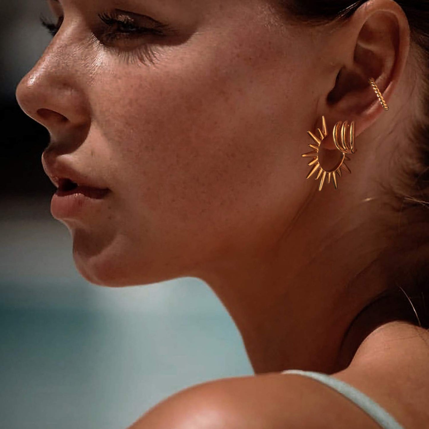 MYEARS Women Ear Cuff Earring Gold Non Pierced Ear Cartilage Twisted Sleeper Clip on Wrap Hoop 14K Gold Filled Tiny Boho Beach S